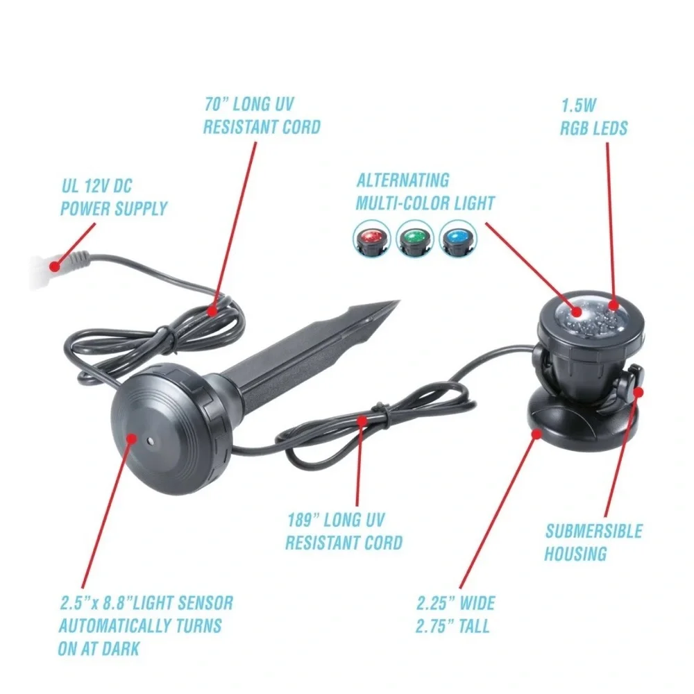 Cobalt Aquatics Pond & Landscape LED Spotlight - submersible multi-color LED NEW